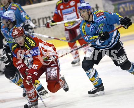 EBEL. Eishockey Bundesliga. KAC gegen EHC Liwest Linz. David Schuller (KAC). Patrick Leahy (Linz). Klagenfurt, am 13.1.2008.
Foto: Kuess
---
pressefotos, pressefotografie, kuess, qs, qspictures, sport, bild, bilder, bilddatenbank