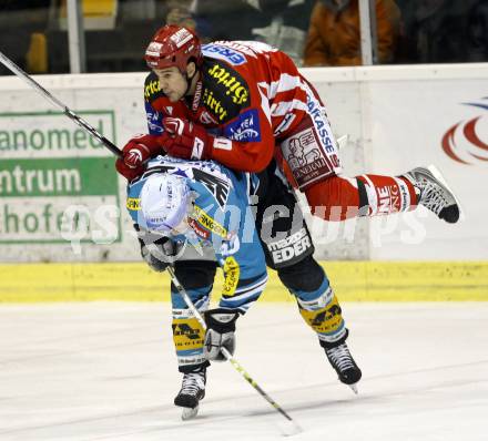 EBEL. Eishockey Bundesliga. KAC gegen EHC Liwest Linz. Warren Norris (KAC). Christian Perthaler (Linz). Klagenfurt, am 13.1.2008.
Foto: Kuess
---
pressefotos, pressefotografie, kuess, qs, qspictures, sport, bild, bilder, bilddatenbank