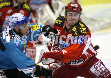 EBEL. Eishockey Bundesliga. KAC gegen EHC Liwest Linz. David Schuller (KAC).  Philipp Lukas (Linz). Klagenfurt, am 13.1.2008.
Foto: Kuess
---
pressefotos, pressefotografie, kuess, qs, qspictures, sport, bild, bilder, bilddatenbank