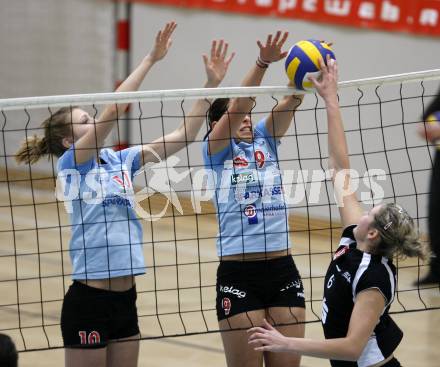 Volleyball OEVV Cup. ATSC Wildcats gegen Hartberg. Sigrid Kerber, Kerstin Pichler (Wildcats), Fankhauser (Hartberg).  Klagenfurt, am 20.1.2008.
Foto: Kuess 
---
pressefotos, pressefotografie, kuess, qs, qspictures, sport, bild, bilder, bilddatenbank