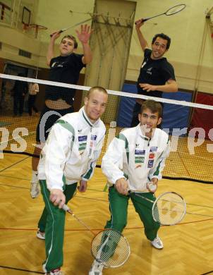 Fussball, Badminton. SK Austria Kaernten, ASKOE Kelag Kaernten. Zlatko Junuzovic,  Christian Prawda, Thomas Pipan, Benjamin Breiling. Klagenfurt, am 21.1.2008.
Foto: Kuess
---
pressefotos, pressefotografie, kuess, qs, qspictures, sport, bild, bilder, bilddatenbank