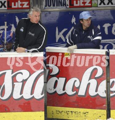 EBEL Eishockey Bundesliga. VSV gegen Vienna Capitals. Trainer greg Holst, Co-Trainer Markus Kerschbaumer (VSV). Villach, am 24.1.2008.
Foto: Kuess
---
pressefotos, pressefotografie, kuess, qs, qspictures, sport, bild, bilder, bilddatenbank