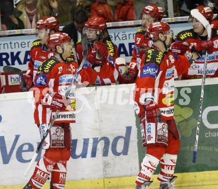 EBEL. Eishockey Bundesliga.  KAC gegen VSV. Torjubel Jeremy Rebek, Robert Valicevic (KAC). Klagenfurt, am 29.1.2008.
Foto: Kuess
---
pressefotos, pressefotografie, kuess, qs, qspictures, sport, bild, bilder, bilddatenbank