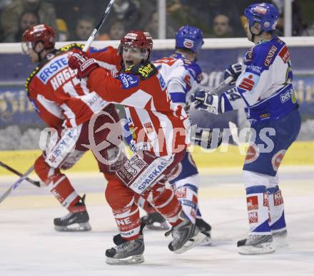 EBEL. Eishockey Bundesliga.  KAC gegen VSV. Torjubel Kirk Furey (KAC). Klagenfurt, am 29.1.2008.
Foto: Kuess
---
pressefotos, pressefotografie, kuess, qs, qspictures, sport, bild, bilder, bilddatenbank