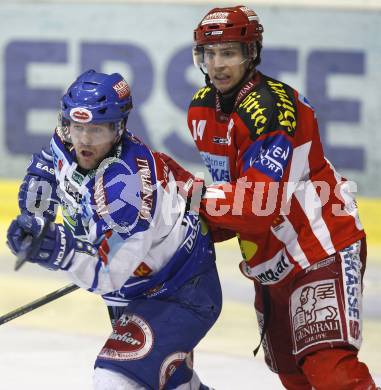 EBEL. Eishockey Bundesliga.  KAC gegen VSV. Johannes Reichel (KAC), Roland Kaspitz (VSV). Klagenfurt, am 29.1.2008.
Foto: Kuess
---
pressefotos, pressefotografie, kuess, qs, qspictures, sport, bild, bilder, bilddatenbank