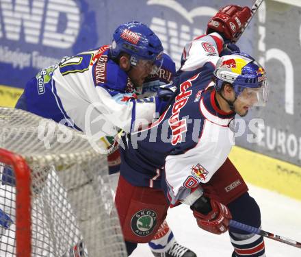 EBEL. Eishockey Bundesliga. VSV gegen Red Bull Salzburg. Mickey Elick (VSV), Thomas Koch (Salzburg). Villach, am 1.2.2008.
Foto: Kuess
---
pressefotos, pressefotografie, kuess, qs, qspictures, sport, bild, bilder, bilddatenbank