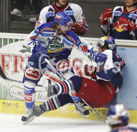 EBEL. Eishockey Bundesliga. VSV gegen Red Bull Salzburg. Nikolas Petrik (VSV), Matthias Schwab (Salzburg). Villach, am 1.2.2008.
Foto: Kuess
---
pressefotos, pressefotografie, kuess, qs, qspictures, sport, bild, bilder, bilddatenbank