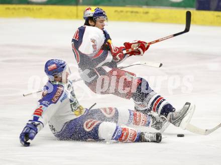 EBEL. Eishockey Bundesliga. VSV gegen Red Bull Salzburg. Guenther Lanzinger (VSV), Matthias Trattnig (Salzburg). Villach, am 1.2.2008.
Foto: Kuess
---
pressefotos, pressefotografie, kuess, qs, qspictures, sport, bild, bilder, bilddatenbank