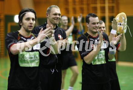 Handball. HCK 59 gegen Krems. Jubel. Klaus Haslinglehner, Matthias Lippitsch, Patrick Jochum (HCK). Klagenfurt, am 2.2.2008.
Foto: Kuess
---
pressefotos, pressefotografie, kuess, qs, qspictures, sport, bild, bilder, bilddatenbank