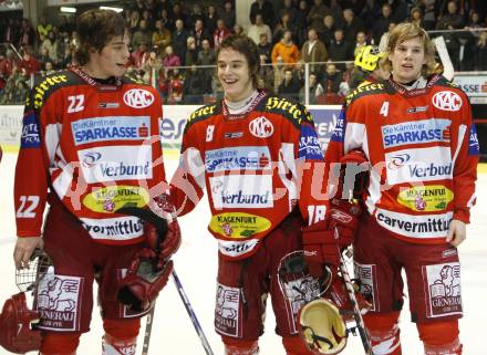 EBEL. Eishockey Bundesliga. KAC gegen Vienna Capitals. GitterkinderThomas HUndertpfund, Silvio Jakobitsch, Markus Pirmann (KAC).  Klagenfurt. am 3.2.2008.
Foto: Kuess
---
pressefotos, pressefotografie, kuess, qs, qspictures, sport, bild, bilder, bilddatenbank