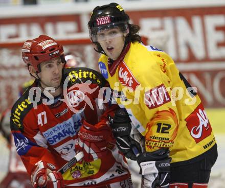 EBEL. Eishockey Bundesliga. KAC gegen Vienna Capitals. Jeffrey Tory (KAC), David Rodman (Caps).  Klagenfurt. am 3.2.2008.
Foto: Kuess
---
pressefotos, pressefotografie, kuess, qs, qspictures, sport, bild, bilder, bilddatenbank