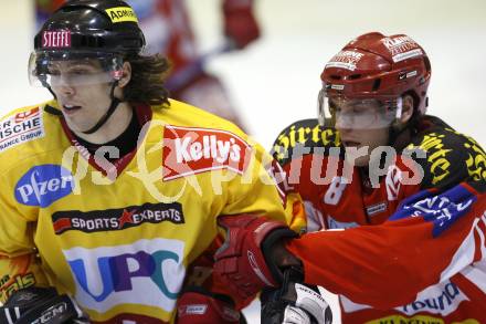 EBEL. Eishockey Bundesliga. KAC gegen Vienna Capitals. Christoph Quantschnig (KAC), David Rodman (Caps).  Klagenfurt. am 3.2.2008.
Foto: Kuess
---
pressefotos, pressefotografie, kuess, qs, qspictures, sport, bild, bilder, bilddatenbank