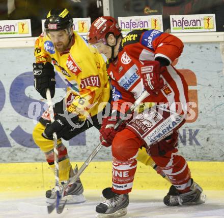 EBEL. Eishockey Bundesliga. KAC gegen Vienna Capitals. Kirk Furey (KAC), Aaron Fox (Caps).  Klagenfurt. am 3.2.2008.
Foto: Kuess
---
pressefotos, pressefotografie, kuess, qs, qspictures, sport, bild, bilder, bilddatenbank