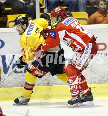 EBEL. Eishockey Bundesliga. KAC gegen Vienna Capitals. Jeremy Rebek (KAC), Aaron Fox (Caps).  Klagenfurt. am 3.2.2008.
Foto: Kuess
---
pressefotos, pressefotografie, kuess, qs, qspictures, sport, bild, bilder, bilddatenbank