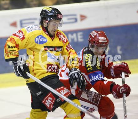 EBEL. Eishockey Bundesliga. KAC gegen Vienna Capitals. Kirk Furey (KAC), Christian Dolezal (Caps).  Klagenfurt. am 3.2.2008.
Foto: Kuess
---
pressefotos, pressefotografie, kuess, qs, qspictures, sport, bild, bilder, bilddatenbank