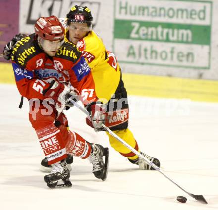 EBEL. Eishockey Bundesliga. KAC gegen Vienna Capitals. Franz Wilfan (KAC), Peter Casparsson (Caps).  Klagenfurt. am 3.2.2008.
Foto: Kuess
---
pressefotos, pressefotografie, kuess, qs, qspictures, sport, bild, bilder, bilddatenbank