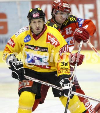 EBEL. Eishockey Bundesliga. KAC gegen Vienna Capitals. Paul Schellander (KAC), Pascal Rheaume (Caps).  Klagenfurt. am 3.2.2008.
Foto: Kuess
---
pressefotos, pressefotografie, kuess, qs, qspictures, sport, bild, bilder, bilddatenbank