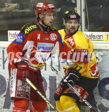 EBEL. Eishockey Bundesliga. KAC gegen Vienna Capitals. Johannes Reichel (KAC), Trevor Gallant (Caps).  Klagenfurt. am 3.2.2008.
Foto: Kuess
---
pressefotos, pressefotografie, kuess, qs, qspictures, sport, bild, bilder, bilddatenbank