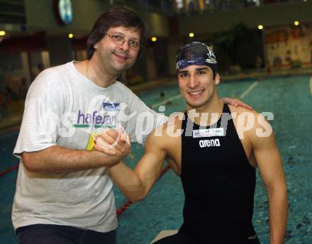 Schwimmen. Trainer Klaus Brandstaetter, Erwin Dokter. Klagenfurt, am 13.2.2008.
Foto: Kuess
---
pressefotos, pressefotografie, kuess, qs, qspictures, sport, bild, bilder, bilddatenbank