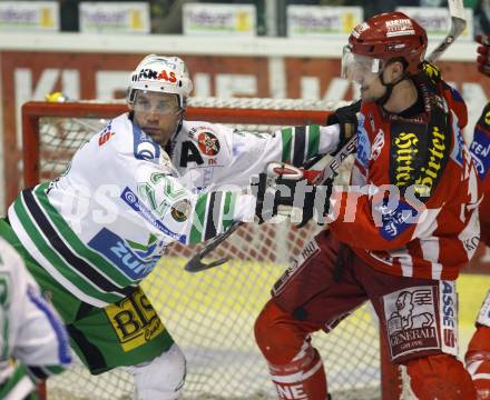 EBEL. Eishockey Bundesliga. KAC gegen Olympia Ljubljana (Laibach). Gregor Hager (KAC), Greg Kuznik (Laibach). Klagenfurt, am 14.2.2008.
Foto: Kuess
---
pressefotos, pressefotografie, kuess, qs, qspictures, sport, bild, bilder, bilddatenbank