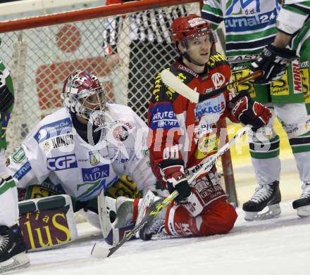 EBEL. Eishockey Bundesliga. KAC gegen Olympia Ljubljana (Laibach). Paer Arlbrandt (KAC), Alex Westlund (Laibach). Klagenfurt, am 14.2.2008.
Foto: Kuess
---
pressefotos, pressefotografie, kuess, qs, qspictures, sport, bild, bilder, bilddatenbank