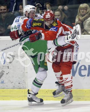 EBEL. Eishockey Bundesliga. KAC gegen Olympia Ljubljana (Laibach). Rob Valicevic (KAC), Andrej Tavzelj (Laibach). Klagenfurt, am 14.2.2008.
Foto: Kuess
---
pressefotos, pressefotografie, kuess, qs, qspictures, sport, bild, bilder, bilddatenbank