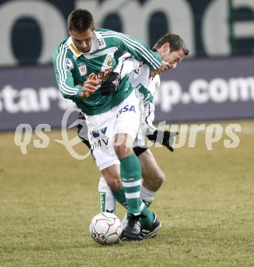 Fussball. T-Mobile Bundesliga. SK Austria Kaernten gegen SK Rapid Wien. Martin Hiden (Kaernten), Stefan Maierhofer (Rapid). Klagenfurt, am 16.2.2008.
Foto: Kuess
---
pressefotos, pressefotografie, kuess, qs, qspictures, sport, bild, bilder, bilddatenbank