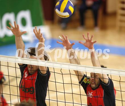 Volleyball OEVV Cup Herren. Hypo VBK Klagenfurt gegen Tirol. Gernot Ortner, Johann Huber (Klagenfurt). Klagenfurt, am 17.2.2008.
Foto: Kuess
---
pressefotos, pressefotografie, kuess, qs, qspictures, sport, bild, bilder, bilddatenbank