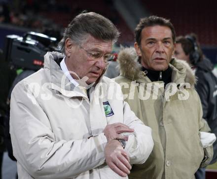 Fussball. T-Mobile Bundesliga. SK Austria Kaernten gegen SK Rapid Wien. Buergermeister Harald Scheucher, Landeshauptmann Joerg Haider.  Klagenfurt, am 16.2.2008.
Foto: Kuess
---
pressefotos, pressefotografie, kuess, qs, qspictures, sport, bild, bilder, bilddatenbank