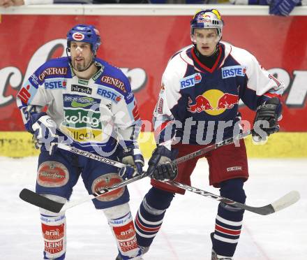 EBEL. Eishockey Bundesliga. VSV gegen Red Bull Salzburg. Dany Bousquet (VSV), Jussi Tarvainen (Salzburg). Villach, am 17.2.2008.
Foto: Kuess
---
pressefotos, pressefotografie, kuess, qs, qspictures, sport, bild, bilder, bilddatenbank