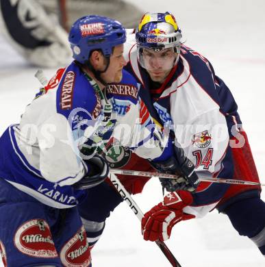 EBEL. Eishockey Bundesliga. VSV gegen Red Bull Salzburg.  Devin Edgerton (VSV), Josh Green (Salzburg). Villach, am 17.2.2008.
Foto: Kuess
---
pressefotos, pressefotografie, kuess, qs, qspictures, sport, bild, bilder, bilddatenbank