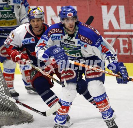 EBEL. Eishockey Bundesliga. VSV gegen Red Bull Salzburg. Martin Oraze (VSV), Craig Johnson (Salzburg). Villach, am 17.2.2008.
Foto: Kuess
---
pressefotos, pressefotografie, kuess, qs, qspictures, sport, bild, bilder, bilddatenbank