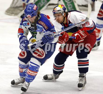 EBEL. Eishockey Bundesliga. VSV gegen Red Bull Salzburg. Nikolas Petrik (VSV), Philipp Pinter (Salzburg). Villach, am 17.2.2008.
Foto: Kuess
---
pressefotos, pressefotografie, kuess, qs, qspictures, sport, bild, bilder, bilddatenbank