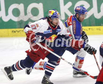 EBEL. Eishockey Bundesliga. VSV gegen Red Bull Salzburg. Daniel Gauthier (VSV), Martin Ulrich (Salzburg). Villach, am 17.2.2008.
Foto: Kuess
---
pressefotos, pressefotografie, kuess, qs, qspictures, sport, bild, bilder, bilddatenbank