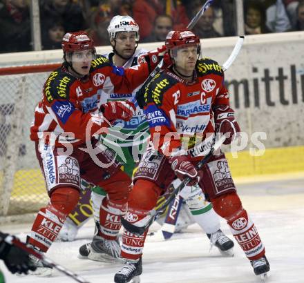 EBEL. Eishockey Bundesliga. KAC gegen Olympia (Olimpija) Ljubljana (Laibach). Jeremy Rebek, David Schuller (KAC), . Klagenfurt, am 19.2.2008.
Foto: Kuess
---
pressefotos, pressefotografie, kuess, qs, qspictures, sport, bild, bilder, bilddatenbank