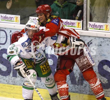 EBEL. Eishockey Bundesliga. KAC gegen Olympia (Olimpija) Ljubljana (Laibach). Mike Craig (KAC), Pasi Petrilaeinen (Laibach). Klagenfurt, am 19.2.2008.
Foto: Kuess
---
pressefotos, pressefotografie, kuess, qs, qspictures, sport, bild, bilder, bilddatenbank