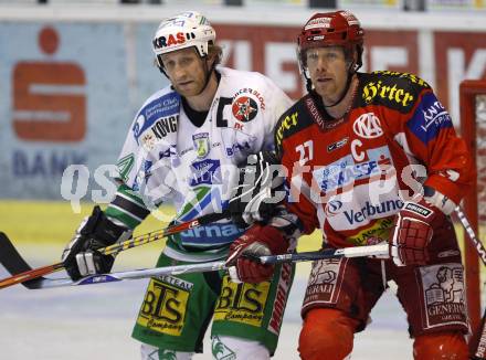 EBEL. Eishockey Bundesliga. KAC gegen Olympia (Olimpija) Ljubljana (Laibach). Jeremy Rebek (KAC), Tomaz Vnuk (Laibach). Klagenfurt, am 19.2.2008.
Foto: Kuess
---
pressefotos, pressefotografie, kuess, qs, qspictures, sport, bild, bilder, bilddatenbank