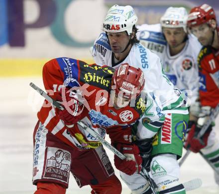 EBEL. Eishockey Bundesliga. KAC gegen Olympia (Olimpija) Ljubljana (Laibach). Warren Norris (KAC), Todd Elik (Laibach). Klagenfurt, am 19.2.2008.
Foto: Kuess
---
pressefotos, pressefotografie, kuess, qs, qspictures, sport, bild, bilder, bilddatenbank