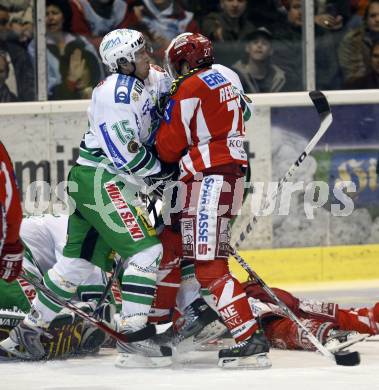 EBEL. Eishockey Bundesliga. KAC gegen Olympia (Olimpija) Ljubljana (Laibach). Jeremy Rebek (KAC), Egon Muric (Laibach). Klagenfurt, am 19.2.2008.
Foto: Kuess
---
pressefotos, pressefotografie, kuess, qs, qspictures, sport, bild, bilder, bilddatenbank