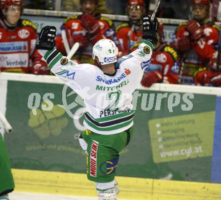 EBEL. Eishockey Bundesliga. KAC gegen Olympia (Olimpija) Ljubljana (Laibach). Jubel Mitchell (Laibach). Klagenfurt, am 19.2.2008.
Foto: Kuess
---
pressefotos, pressefotografie, kuess, qs, qspictures, sport, bild, bilder, bilddatenbank