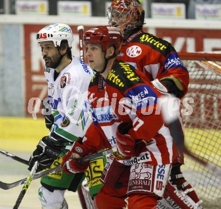 EBEL. Eishockey Bundesliga. KAC gegen Olympia (Olimpija) Ljubljana (Laibach). Hannes Enzemhofer, Jeffrey Tory (KAC), Raffaele Intranuovo (Laibach). Klagenfurt, am 19.2.2008.
Foto: Kuess
---
pressefotos, pressefotografie, kuess, qs, qspictures, sport, bild, bilder, bilddatenbank