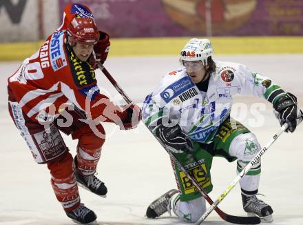 EBEL. Eishockey Bundesliga. KAC gegen Olympia (Olimpija) Ljubljana (Laibach). Mike Craig (KAC), Jaka Avgustincic (Laibach). Klagenfurt, am 19.2.2008.
Foto: Kuess
---
pressefotos, pressefotografie, kuess, qs, qspictures, sport, bild, bilder, bilddatenbank