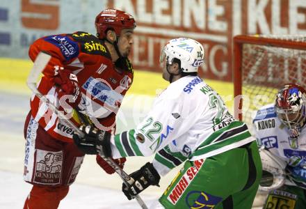 EBEL. Eishockey Bundesliga. KAC gegen Olympia (Olimpija) Ljubljana (Laibach). Warren Norris (KAC), Greg Kuznik (Laibach). Klagenfurt, am 19.2.2008.
Foto: Kuess
---
pressefotos, pressefotografie, kuess, qs, qspictures, sport, bild, bilder, bilddatenbank