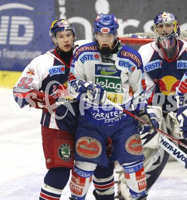 EBEL. Eishockey Bundesliga. VSV gegen Red Bull Salzburg. Markus Peintner (VSV), Robert Lukas, Reinhard Divis (Salzburg). Villach, am 17.2.2008.
Foto: Kuess
---
pressefotos, pressefotografie, kuess, qs, qspictures, sport, bild, bilder, bilddatenbank