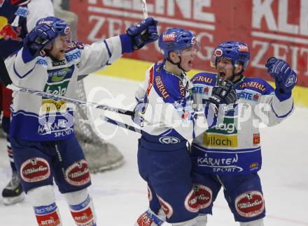 EBEL. Erste Bank Eishockey Bundesliga. VSV gegen Red Bull Salzburg. Torjubel Guenther Lanzinger, Michael Raffl, Roland Kaspitz (VSV). Villach, am 21.2.2008.

Copyright Kuess

---
pressefotos, pressefotografie, kuess, qs, qspictures, sport, bild, bilder, bilddatenbank