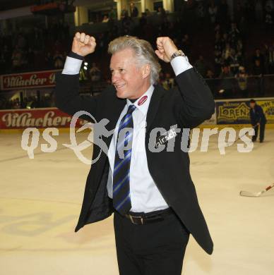 EBEL. Erste Bank Eishockey Bundesliga. VSV gegen Red Bull Salzburg.Jubel Trainer greg Holst (VSV). Villach, am 21.2.2008.

Copyright Kuess

---
pressefotos, pressefotografie, kuess, qs, qspictures, sport, bild, bilder, bilddatenbank