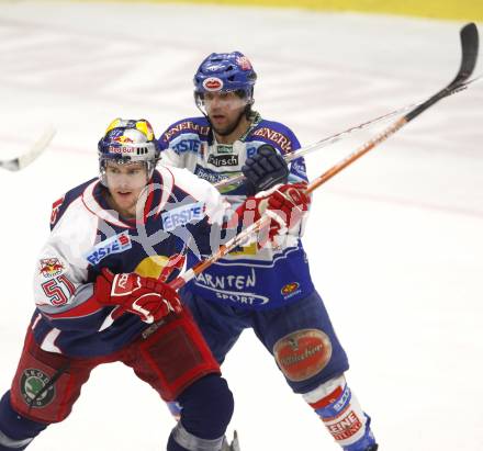 EBEL. Eishockey Bundesliga. VSV gegen Red Bull Salzburg.  Wolfgang Kromp (VSV), Matthias Trattnig (Salzburg). Villach, am 21.2.2008.
Foto: Kuess
---
pressefotos, pressefotografie, kuess, qs, qspictures, sport, bild, bilder, bilddatenbank