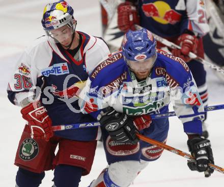 EBEL. Erste Bank Eishockey Bundesliga. VSV gegen Red Bull Salzburg. Daniel Gauthier (VSV), Marco Pewal (Salzburg). Villach, am 21.2.2008.

Copyright Kuess

---
pressefotos, pressefotografie, kuess, qs, qspictures, sport, bild, bilder, bilddatenbank