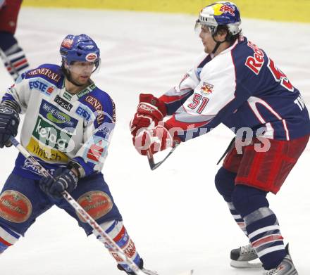 EBEL. Eishockey Bundesliga. VSV gegen Red Bull Salzburg.  Wolfgang Kromp (VSV), Matthias Trattnig (Salzburg). Villach, am 21.2.2008.
Foto: Kuess
---
pressefotos, pressefotografie, kuess, qs, qspictures, sport, bild, bilder, bilddatenbank