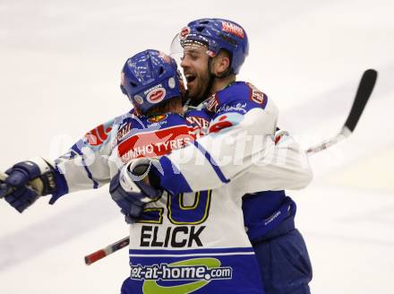 EBEL. Erste Bank Eishockey Bundesliga. VSV gegen Red Bull Salzburg. Torjubel Darell Scoville, Mivckey Elick (VSV), (Salzburg). Villach, am 21.2.2008.

Copyright Kuess

---
pressefotos, pressefotografie, kuess, qs, qspictures, sport, bild, bilder, bilddatenbank